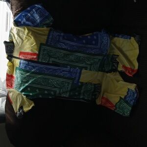 A multi color scarf jump set.